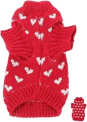 VILLFUL Heart Pattern Dog Sweater Stylish Comfortable Breathable Small Dog Knitted Sweater for Winter