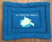 Dog Is Good No Bed Too Small Roll-Up Canvas Mat, 17 Inch long, Blue