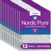Nordic Pure 16x20x2 Pleated MERV 8 Air Filters 12 Pack