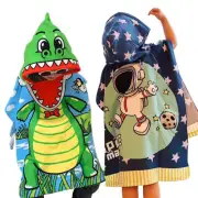 Kids Hooded Beach Towel Poncho Bath Swim Pool Changing Robe Cartoon Astronaut