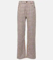 [Etro] Etro Checked cotton-blend tweed wide-leg pants AU 14 red