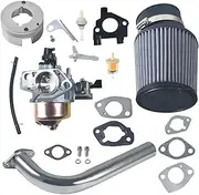 awtetpje New Upgrade 420cc Carburetor Exhaust Pipe Air Filter kit fit for Honda GX390 GX340 Predator 420cc 301cc Engine Mini Bike Go Kart Performance Parts-Silvery