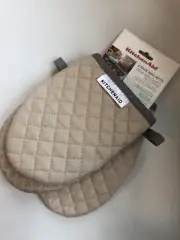New KitchenAid Set of 2 Mini Oven Mitts Potholders Thick Cotton - Grey Taupe