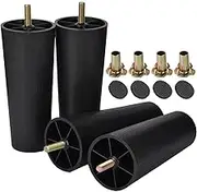 4 inch Plastic Furniture Legs, Btowin 4Pcs Modern Tapered Round DIY Furniture Replacement Feet with Threaded M8 (Metric 8mm) Hanger Bolts & Mounting Plate for Sofa TV Stand Ottoman Couch Cabinet