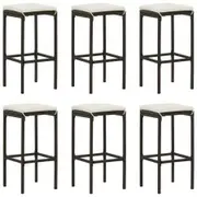 Bar Stools with Cushions 6 pcs Brown Poly Rattan