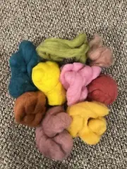 6 oz dyed roving wool multi color