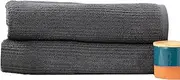2pc Renee Taylor Bath Sheet/Towel Set Cobblestone 650 GSM Cotton Ribbed Granite