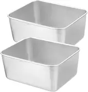 BRIGHTFUFU 2Pcs Stainless Steel Camping Bowls Rectangle Outdoor Lunch for Soup Stackable Meal Prep Containers for Picnic BBQ Hiking and Travel
