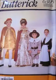 6305 UNCUT Vintage Butterick SEWING Pattern Pilgrim Squire Lady Costumes FF OOP
