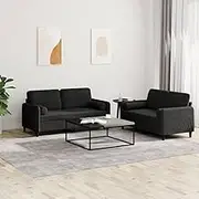 2 Piece Sofa Set with Pillows Black Velvet,Sofas 46KG-3201999
