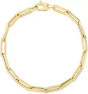 Floreo 14k Yellow Gold Hollow Paperclip Link Chain Anklet - 10 Inch