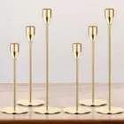 New West Elm (Set of 3) Gold Retro Boho Tapered Candle Candlestick Holders - 13"