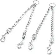 Double Dog Lead Rope,2 Pieces Metal Durable Dog Chain Chew Proof Tangle Free Dual Pet Dog Leash Extension Splitter Lead for 2 Dogs for Walking (Silvery, 2.5 * 40CM)