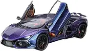 Scale Finished Model Car 1/24 for Lamborghini Sian FKP 37 Supercars with Sound and Light Scale Alloy Car Model Sports Vehicle Miniature Replica Car(Purple)