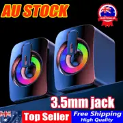 Computer Speaker Loud Sound with RGB Light for PC Laptop Stereo Desktop -1 Pair