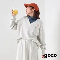 在飛比找蝦皮商城優惠-【gozo】發泡DNA軟糖襯衫領寬鬆衛衣(淺灰/深黃_F)｜