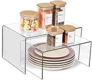 2 Pieces Clear Cabinet Organizer,Kitchen Cabinet Shelf Organizer and Storage, Display Pantry Cabinet Shelf Room Decor Countertop Desk Organizer Shelves, Patented Spice Organization