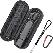 Pocket Size Carrying Case for DJI OSMO Action 5 Pro/3/4,Small Storage Bag for Insta360 Ace Ace Pro, PU Hard Shell Protector Case with Aluminum Carabiner Kit(Grey)