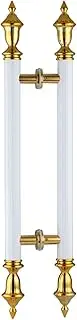 Modern Door Pull Handle, Internal External Barn and Pulls, Large Sturdy Sliding Wood Shed Door Grab Bar, Two-Side, Round Vintage Knob Hardware (Color : White, Size : Length