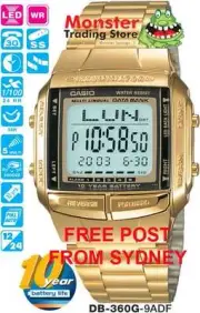 CASIO WATCH TELEMEMO 5 ALARMS DB-360G-9A DB360 DB-360 DB360G WARNTY