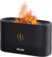 Essential Oil Diffuser with Flame，180ml Aroma Diffuser with Flame Night Light USB Ultrasonic Mist Aromatherapy Essential Oil Diffuser，Suitable for Home Office, Bedroom, Automatic Closing (Black)