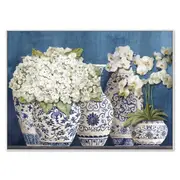 Charlie & Co. White Flower China Framed Canvas