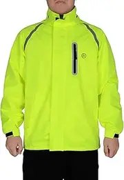 [INPAKO] Men's Rain Jacket, Waterproof Windproof Reflective Hood Rain Coat, Lightweight Breathable Windbreaker with 4 Pockets