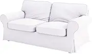 Easy Fit The Dense Cotton Ektorp Loveseat Cover is Custom Made for IKEA Ektorp Loveseat Sofa Slipcover (Heavy Cotton White)