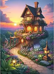 Chalzidar Jigsaw Puzzles for Adults 1000 Pieces, Interlock Perfectly Letter on Back No Dust, Home Decor Birthday Gift Toy for Men Women Elders Seniors, 1:1 Poster - Fairy Tale House in The Garden