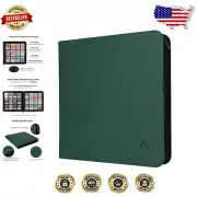 Zippered 12-Pocket Card Binder for 1008 Trading Cards - Green Classic Style