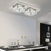 12W Rectangle Crystal Chandelier Ceiling Light LED Lighting Fixture for Hallway Dinning Room Bedroom (12W Rectangle) Comfortable Anniversary