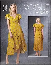 Vogue V1734 Misses' Sewing Pattern Wrap Dresses with Ties, Sleeve and Length Variations, Size 8-10-12-14-16