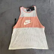 Nike Graphic Off White Peach Mesh Breathable Sleeveless Tank Top Women's Size L
