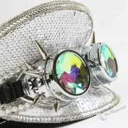 Steampunk Burning Man Sequins White Pearl Halloween Costume Captain Hat