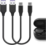 Geekria USB Earbuds Short Charger Cable Compatible with Bose Ultra Open, EarbudsII, Sleepbuds II, USB-C Replacement Vegan Leather Power Charging Cord (1ft / 30cm 2Pack)