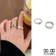 【00:00】韓國設計不規則金屬紋理愛心寶石造型戒指2件套組(不規則戒指 愛心戒指 寶石戒指)