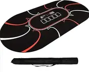 TX GIRL Black Poker Layouts Texas Holdem Tablecloth Portable Poker Pad with Backpack 6UP Oval Non-Slip Rubber Back Side 180 * 90cm (Size : 180 * 90cm 6UP)