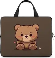 Laptop Case Sleeve Shockproof Computer Carrying Bag Cartoon Brown Cute Bear Laptop Bag Tote Lightweight Notebook Case Cover Traveling Briefcase Handle Bags for Travel Business 17inch, Cartoon Brown