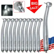 10PCS Dental Fiber Optic High Speed Handpiece Turbine LED E-generator 4-HOLE UDM