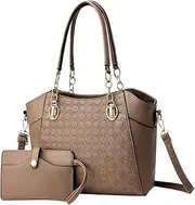 [Generic] Womens Ladies Tote Bag Fashion Shoulder Bags Tote Leather Bag Handbags + Purse Sets Large Canvas Tote