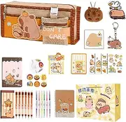 Animal Stationery Set for Kids | Large Capacity Multi-Layer Pencil Case - Back-to-School Supplies for Students, Include Notebooks, Sticky Notes, Stickers, Pencil Case, and More