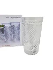 NEW Mikasa BALLARD BRAID Set of 4 Highball Glasses 11.75 oz Fine Crystal New