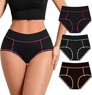 [SHARICCA] Women's Stretch Cotton High Waist Briefs Women's Breathable Panties Soft Hipster Sexy Underwear Multipack