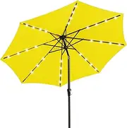 JEAREY Upgrade 9FT LED Lighted Patio Umbrella, Solar Outdoor Umbrella, Tilt Table Umbrella for Pool, Deck & Yard(Yellow)