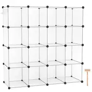 CAHOME Cube Storage Organizer 16-Cube Shelves Units Closet Cabinet DIY Plastic M