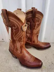 Ariat Lively Womens Sz 6 B Brown Leather Cowboy Square Toe 12" Boot