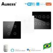 Aubess WiFi Brazil Smart Switch Need Neutral Wire 4/6/8 Gang Light Switch Tuya