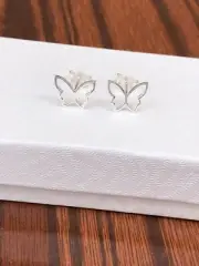 925 Sterling Silver Open Butterfly Stud Earrings Womens Kids Small Tiny 10mm