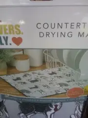 DOG LOVERS PET Polyester Cushioned Countertop Dish Drying Mat By Kay Dee New