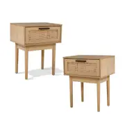 2 x Rattan Bedside Tables with Drawer (Twin Pack)
